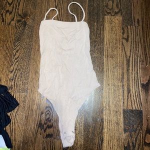 Nude open back bodysuit